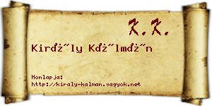 Király Kálmán névjegykártya